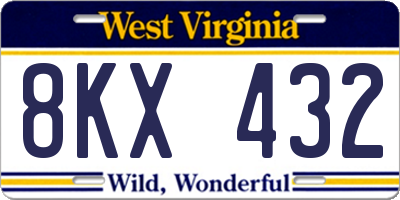 WV license plate 8KX432