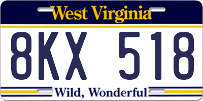 WV license plate 8KX518