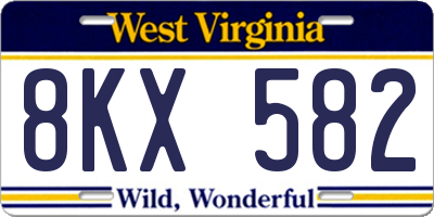 WV license plate 8KX582