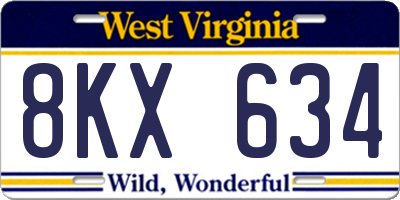 WV license plate 8KX634