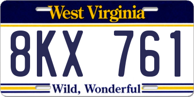 WV license plate 8KX761