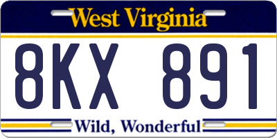 WV license plate 8KX891