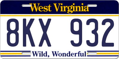 WV license plate 8KX932