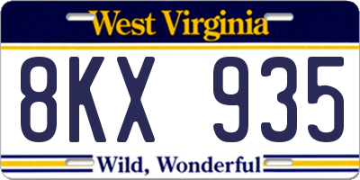 WV license plate 8KX935