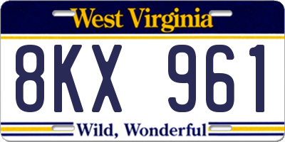 WV license plate 8KX961
