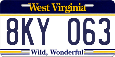 WV license plate 8KY063