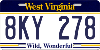 WV license plate 8KY278