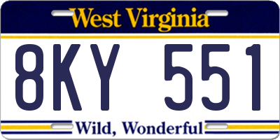 WV license plate 8KY551