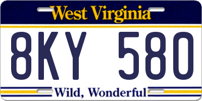 WV license plate 8KY580