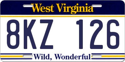 WV license plate 8KZ126