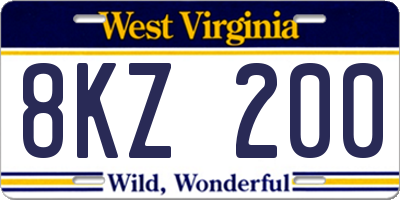 WV license plate 8KZ200