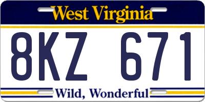 WV license plate 8KZ671