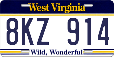 WV license plate 8KZ914