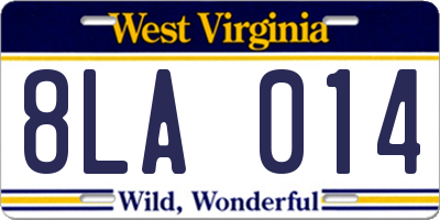 WV license plate 8LA014