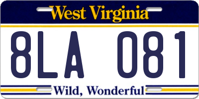 WV license plate 8LA081
