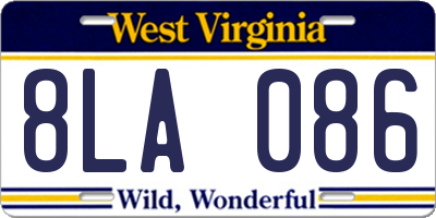 WV license plate 8LA086
