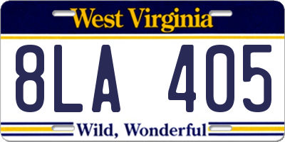 WV license plate 8LA405