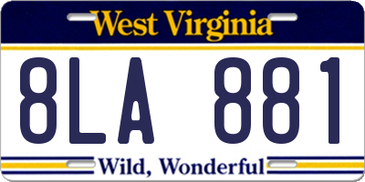 WV license plate 8LA881