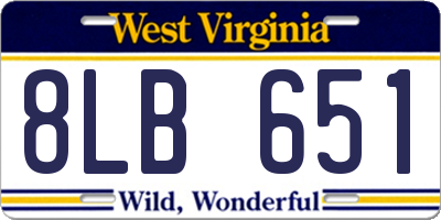WV license plate 8LB651