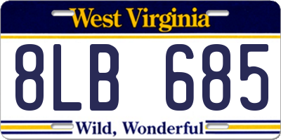 WV license plate 8LB685