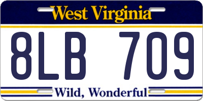WV license plate 8LB709