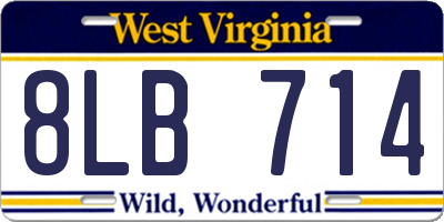 WV license plate 8LB714