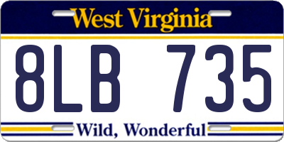 WV license plate 8LB735