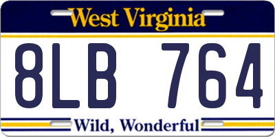 WV license plate 8LB764