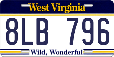 WV license plate 8LB796