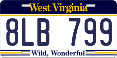 WV license plate 8LB799