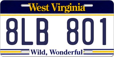WV license plate 8LB801
