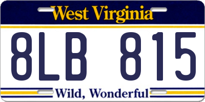 WV license plate 8LB815