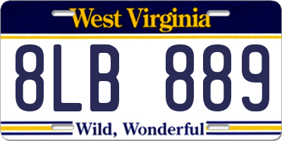 WV license plate 8LB889