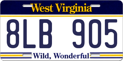WV license plate 8LB905