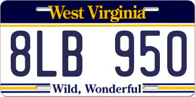 WV license plate 8LB950