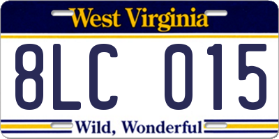 WV license plate 8LC015