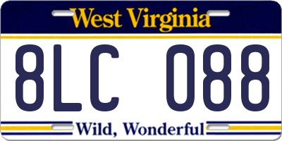 WV license plate 8LC088