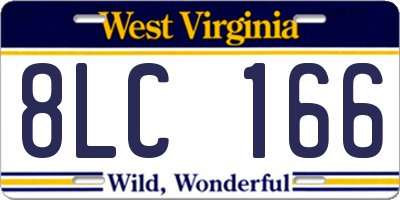 WV license plate 8LC166