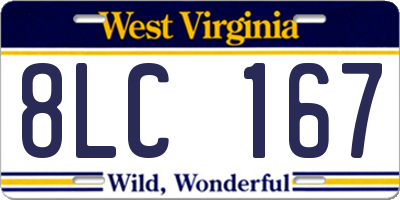 WV license plate 8LC167