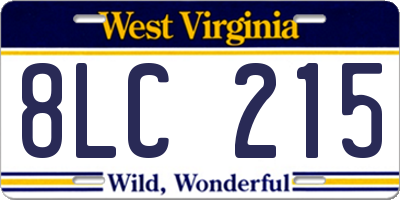 WV license plate 8LC215