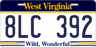 WV license plate 8LC392