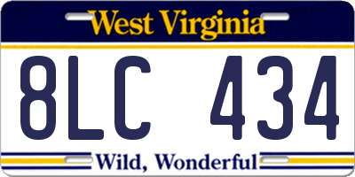 WV license plate 8LC434