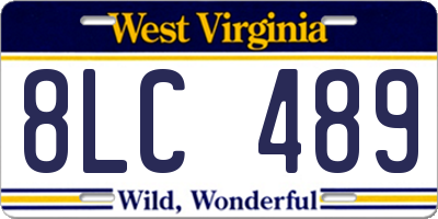 WV license plate 8LC489