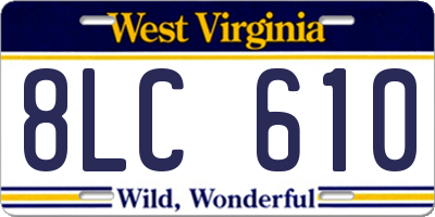 WV license plate 8LC610