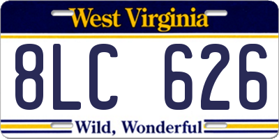 WV license plate 8LC626