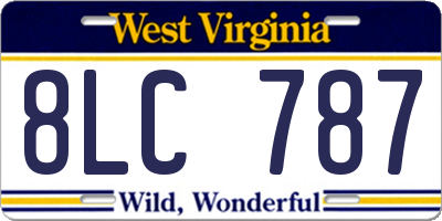 WV license plate 8LC787