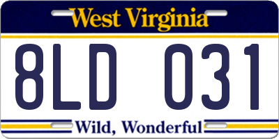 WV license plate 8LD031