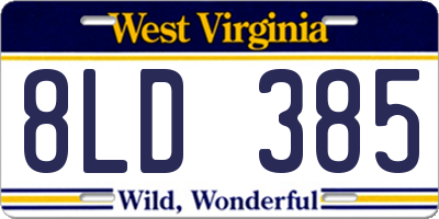 WV license plate 8LD385