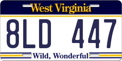 WV license plate 8LD447