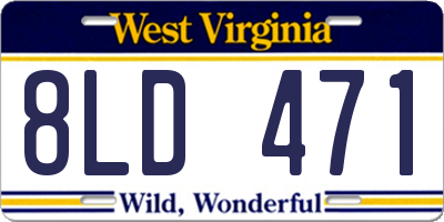 WV license plate 8LD471